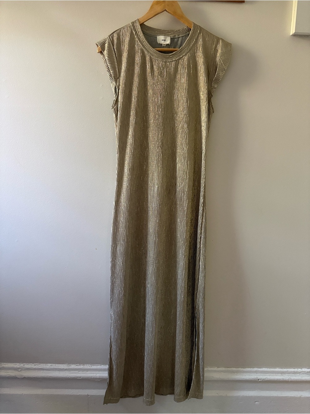 Metallic goldish Pleated Maxi Skirt - Elegant Evening Wear-Parisien brand An’ge